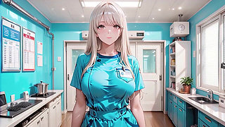Ai Generated - Gentle Nurse Gets Horny at Home: Oiled Big Ass Wild Cowgirl Riding