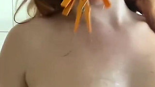 Clothespins, Spit, Licking Toilet and Floor Masturbation