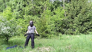 Masturbating Outside in the Woods Completely Naked, Huge Cumshot