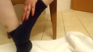 Eva Pur Solo: My wet secret! Sweaty black cotton to the hilt!