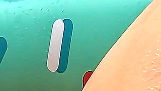 Italian Couple Exchanging Foreplay in the Pool in Front of Neighbors