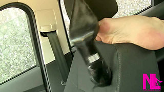 Hot Footsie in the Car to My Man and to the Shift Stick