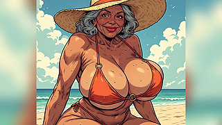 Beautiful Beach Women Comic Art