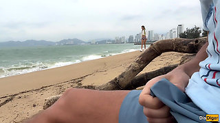 I See You Jerking off to Me and I Want to Help You Cum! - Cock Flashing on a Beach