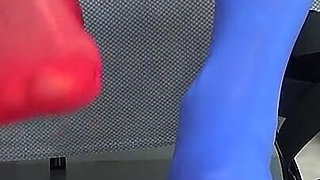 I Pee on My Feet in Colorful Stockings