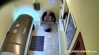 Czech Solarium 28: Brunette’s Pussy on Full Display