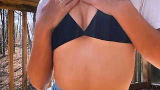 Beautiful big titted teen outdoor masturbation