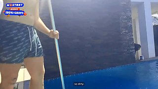 ! Two College Girls Pay Pool Boys For Raw Sex