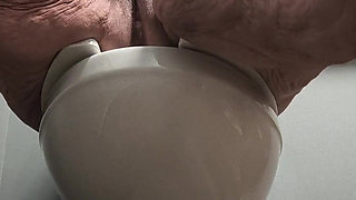 She's Enjoying Rubbing Her Pussy on the Toilet