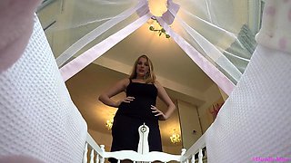 Slutty amateur blonde smoking and jerking dick