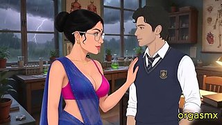 Desi Bhabhi Mature College Lecturer Gets Wet in Romantic Monsoon Rain - Hot Passion
