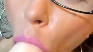 POV Blonde Glasses Slut Sucks Dildo & Begs Cum