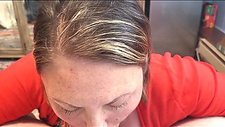 Sweet cock sucking goddess cums with him as she sucks him dry and loves it super sexy she can't get enough