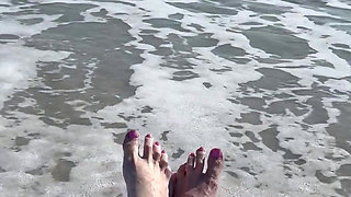 Waves Crashing on Size 16 Feet & Legs