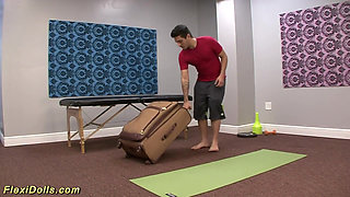 Contortion gymnast real doll Kali Kavalli oiled and flexi fucked