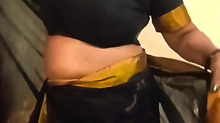 Desi Tamil Mature Wife Lux Black Saree Tease Shows Big Boobs Ass & Hairy Pussy! Indianhotwifex