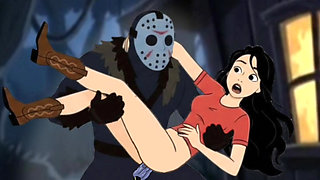 Student Girl Enjoys Sex in an Camp. Cartoon Horror Parody
