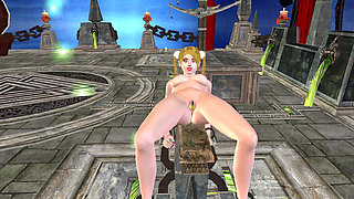 Animated 3D Cartoon Porn - Beautiful Girl Tied up with Banana in Pussy