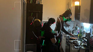 Dominant MILF Stretches Latex Sub's Ass Wide in Kitchen