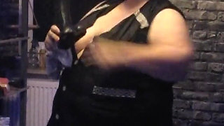 Sexy Housewife in a Lab Coat Cleans Intensively with Sexy Dildos