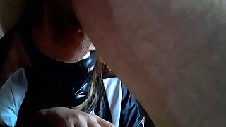 Clothed Asian MILF in Pantyhose Deepthroats and Gets Oral Cr