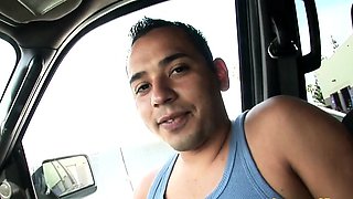 Bukkake cum whore jerks dick