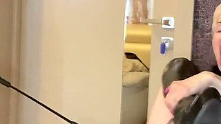 Boot Mistress Olga Dominate Her Sex Slave for Pussy Licking
