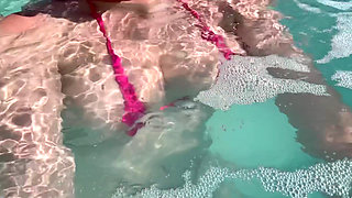 Artemisia Love Sexy and Horny Underwater Showing Her Big Tits in a Super Micro Bikini and You Can See Her Aureolas…