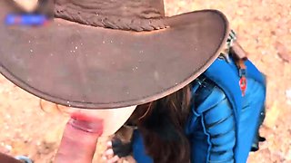 Sexy Cowgirl in Blue Latex Fucked Hard in Desert