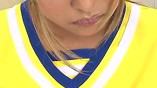 Japanese Cheerleader Squirts and Gets Her Hairy Pussy Pumped in Hot Gangbang