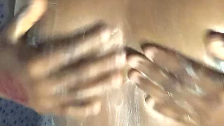 Hot Ebony Teen Enjoys Touching Her Boobs