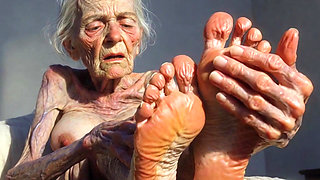 Granny Foot Oil Play - Self Massage Makes Her Horny and Dripping