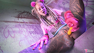Solo Double Penetration - Tattooed Goth Punk Anal Masturbation & ATM