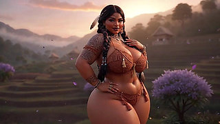Curvy Indigenous Tribal BBW Strips & Shows Massive Tits in Sunset Village