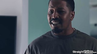 My black stepdad gives me a spanking for acting like a slut