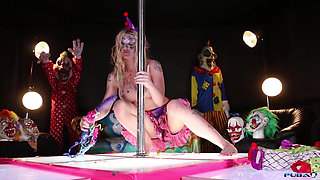 Clown Stripper Playing with Her Pussy