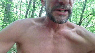 He polishes his good cock in the forest, remi06cam4