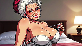 Ai Old Women in Bedroom Teasing and Flashing Tits