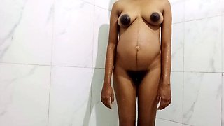 preggo adorable chick bathing and need immense wood her beaver