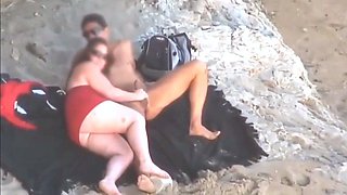 Chubby Niece devours cock on the beach