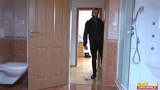 Fakehub Originals - Latina Claudia Bavel Sneaks in for a Wet Bathroom Blowjob & Doggystyle Sex Session with Dean