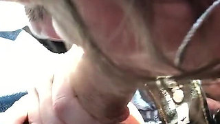 Big Cock Blowjob in a Rolling Car