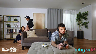 Nerdy Gamer Bi Threesome