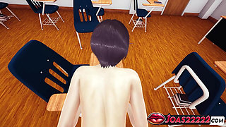 Sexy Anime 3D Hentai Starring Nagisa - Reverse Lifting Pose with Close-up Pussy Shots, Desk Doggy Style, Creampie in Missionary