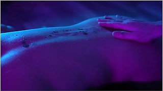 Naked woman covered in hot wax for teasing sensory play