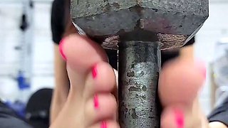 Flexible foot fetish masturbating with feet and hands