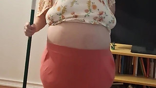 Big Belly Beauty Nurse Vick Cleans up Messy Floor