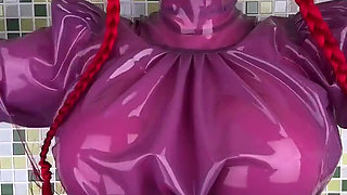 Miss Fetilicious Wears Pink and Purple Latex
