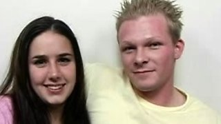 Big tit brunette sucks a big cock POV