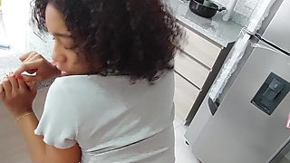 Interracial Threesome in the Kitchen with My Girlfriend